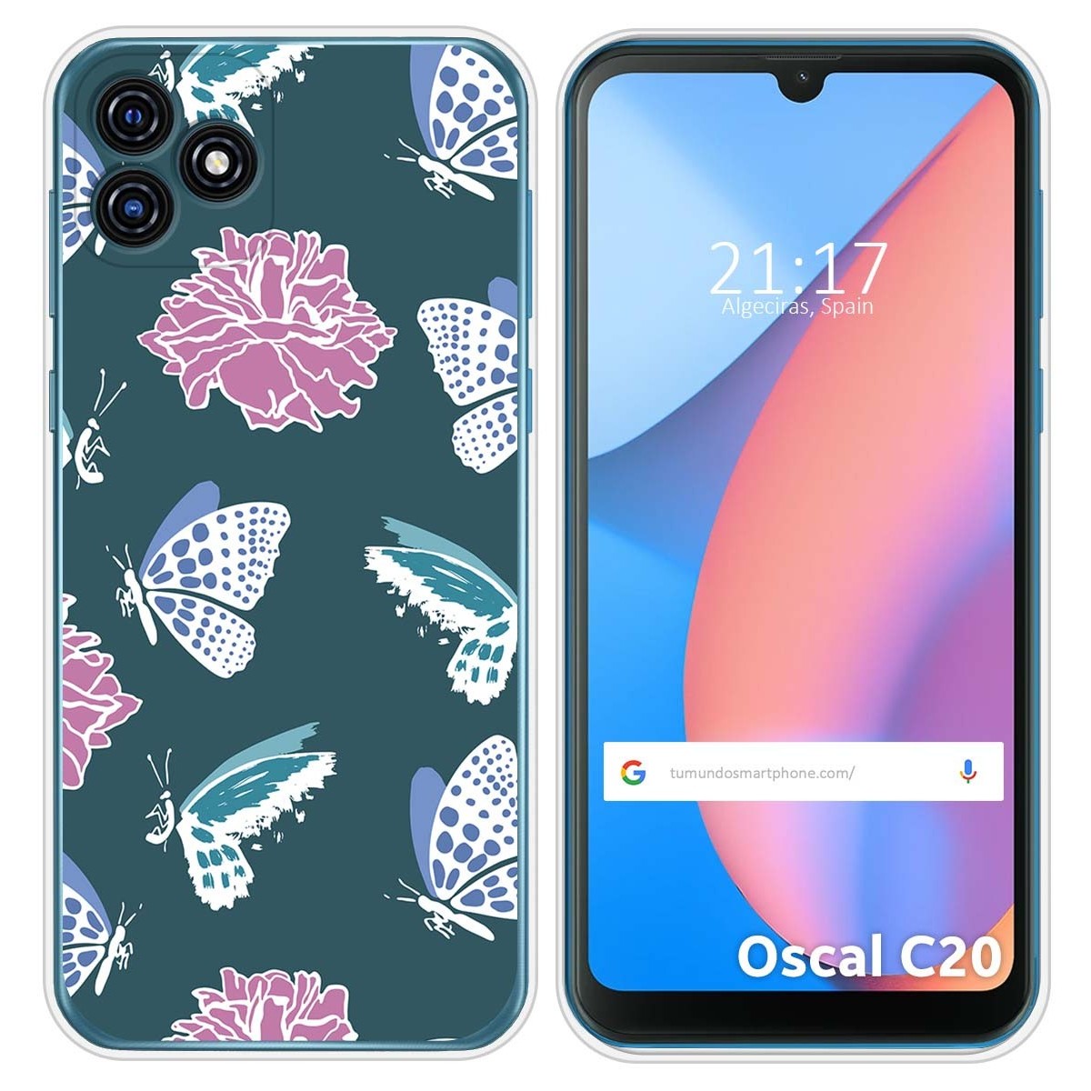 Funda Silicona Transparente para Blackview Oscal C20 / C20 Pro diseño Flores 10 Dibujos