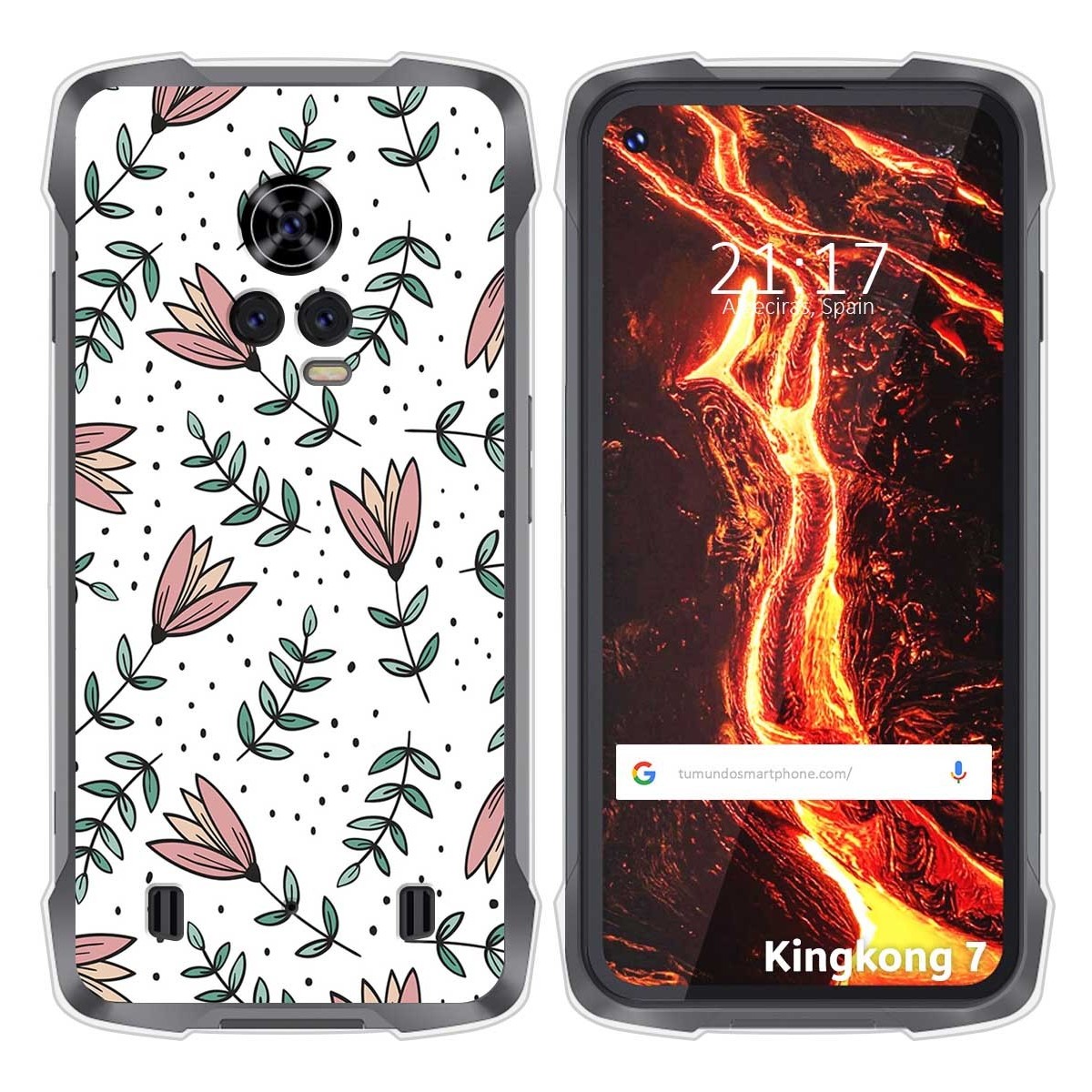 Funda Silicona Transparente para Cubot King Kong 7 diseño Flores 01 Dibujos