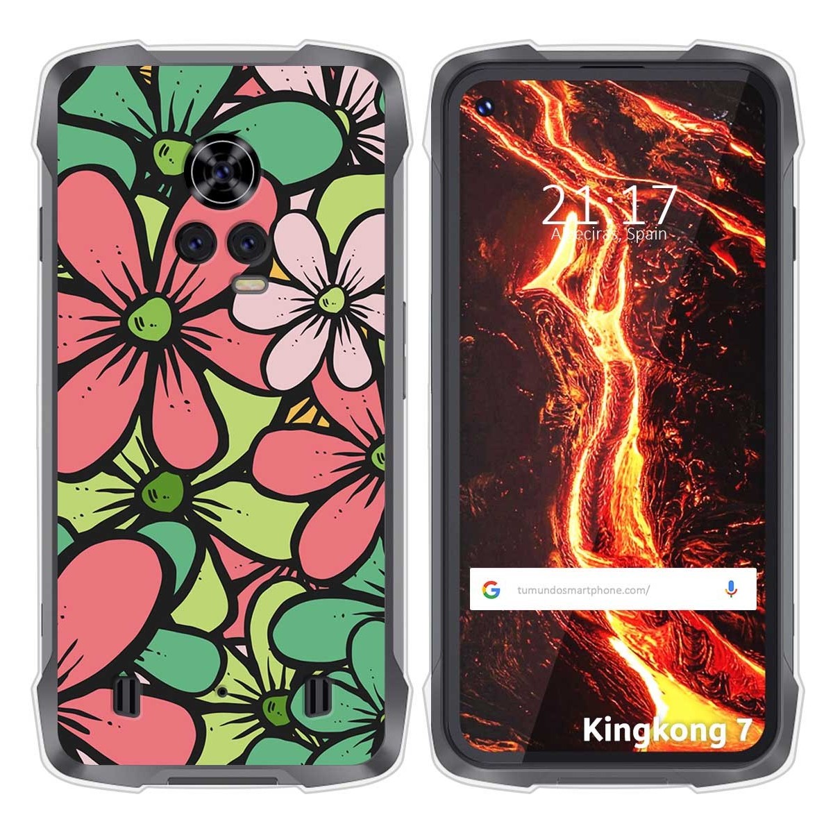 Funda Silicona Transparente para Cubot King Kong 7 diseño Flores 02 Dibujos