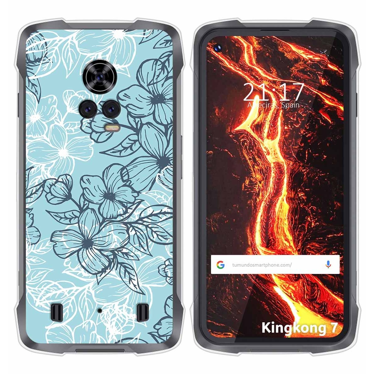 Funda Silicona Transparente para Cubot King Kong 7 diseño Flores 03 Dibujos