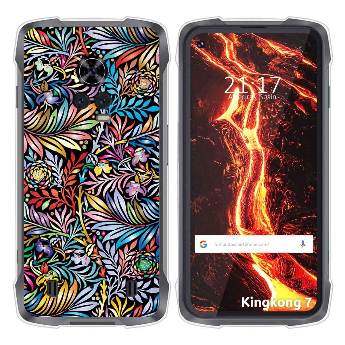 Funda Silicona Transparente para Cubot King Kong 7 diseño Flores 04 Dibujos