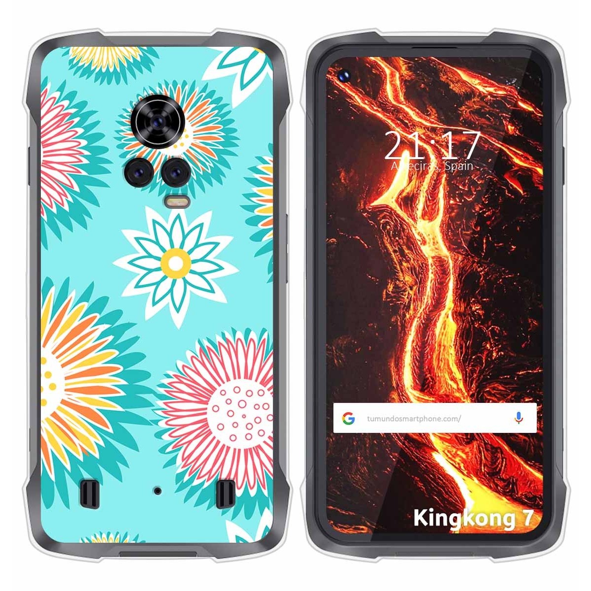 Funda Silicona Transparente para Cubot King Kong 7 diseño Flores 05 Dibujos