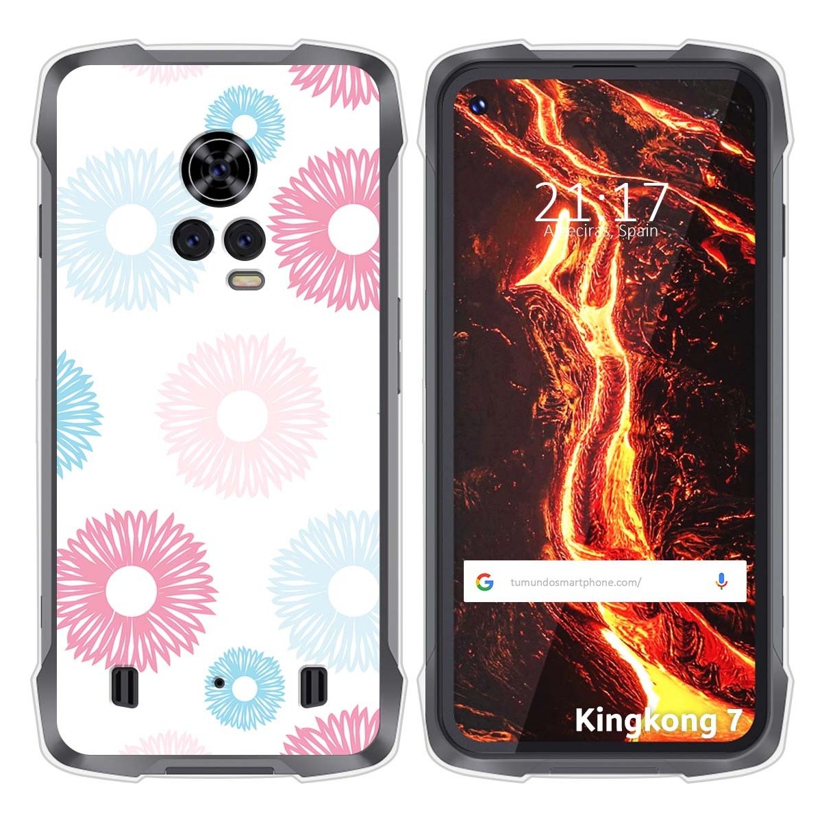 Funda Silicona Transparente para Cubot King Kong 7 diseño Flores 06 Dibujos