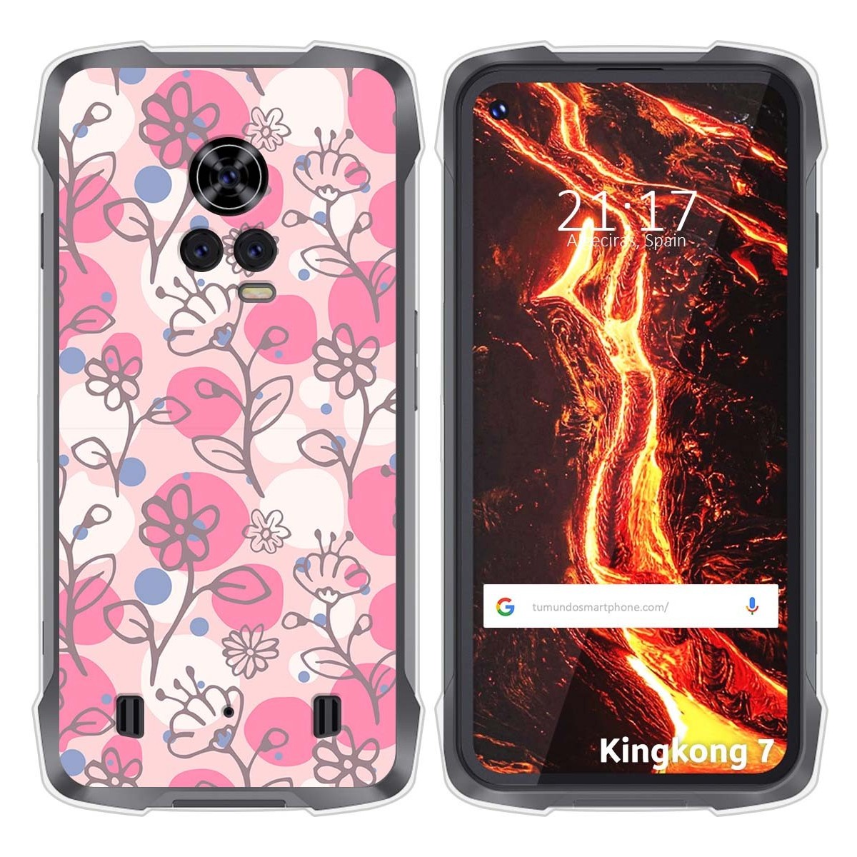 Funda Silicona Transparente para Cubot King Kong 7 diseño Flores 07 Dibujos
