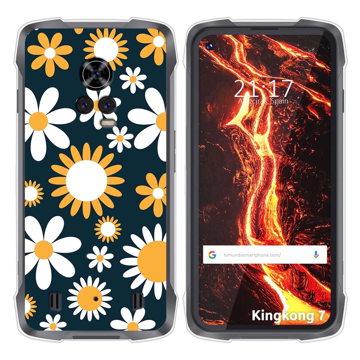 Funda Silicona Transparente para Cubot King Kong 7 diseño Flores 08 Dibujos