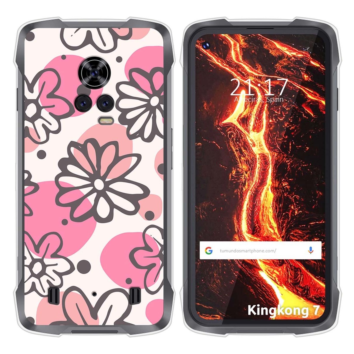 Funda Silicona Transparente para Cubot King Kong 7 diseño Flores 09 Dibujos