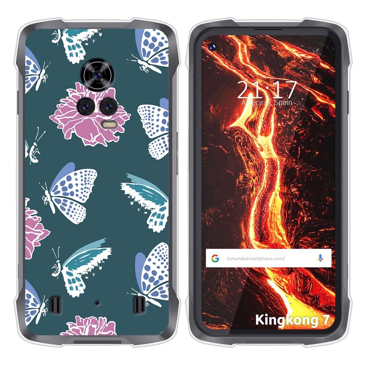 Funda Silicona Transparente para Cubot King Kong 7 diseño Flores 10 Dibujos