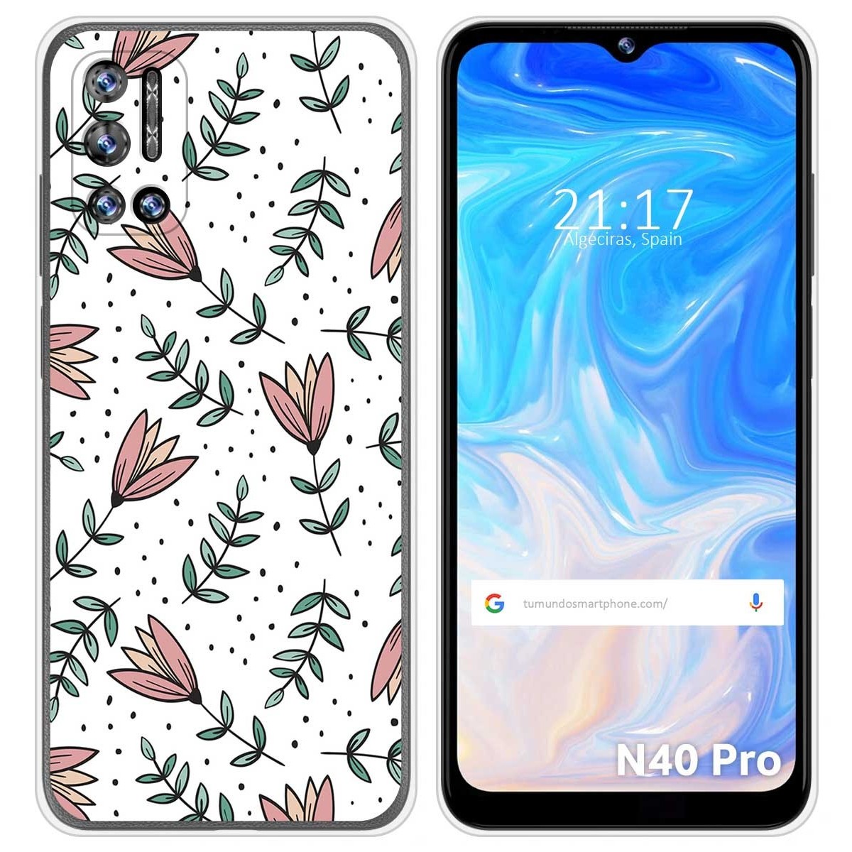Funda Silicona Transparente para Doogee N40 Pro diseño Flores 01 Dibujos