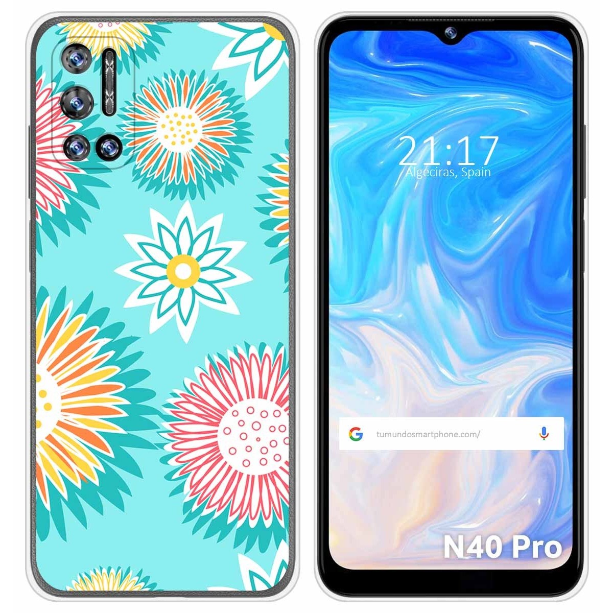 Funda Silicona Transparente para Doogee N40 Pro diseño Flores 05 Dibujos