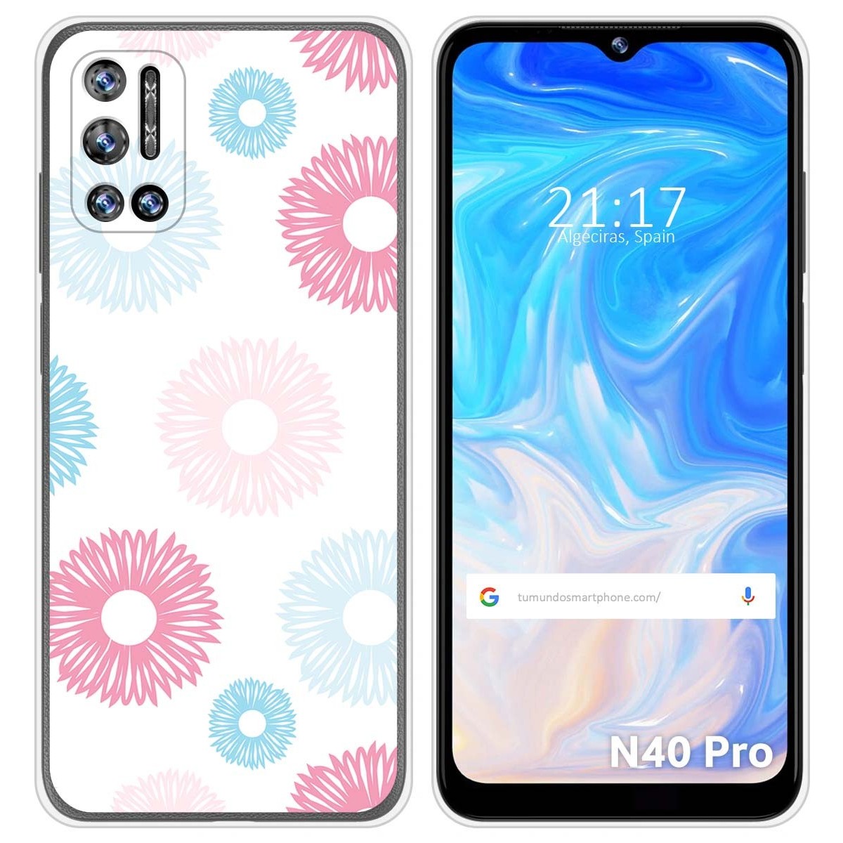 Funda Silicona Transparente para Doogee N40 Pro diseño Flores 06 Dibujos