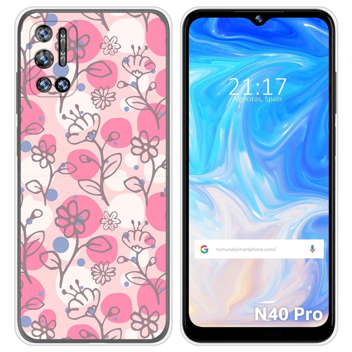 Funda Silicona Transparente para Doogee N40 Pro diseño Flores 07 Dibujos