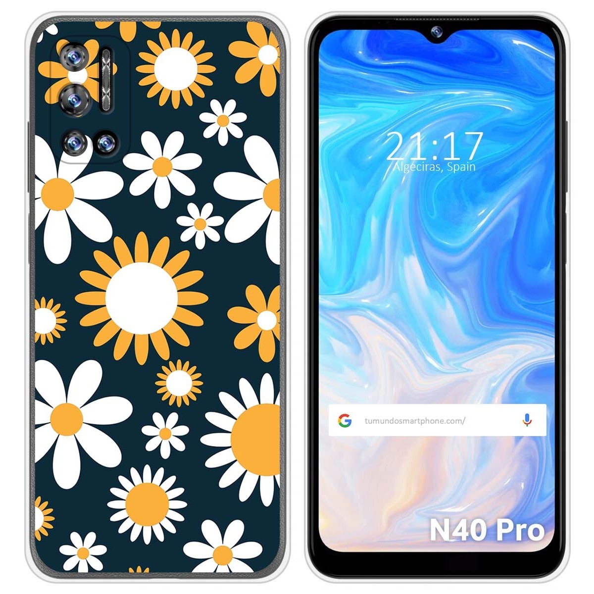 Funda Silicona Transparente para Doogee N40 Pro diseño Flores 08 Dibujos