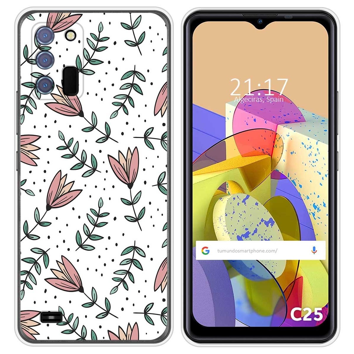 Funda Silicona Transparente para Oukitel C25 diseño Flores 01 Dibujos