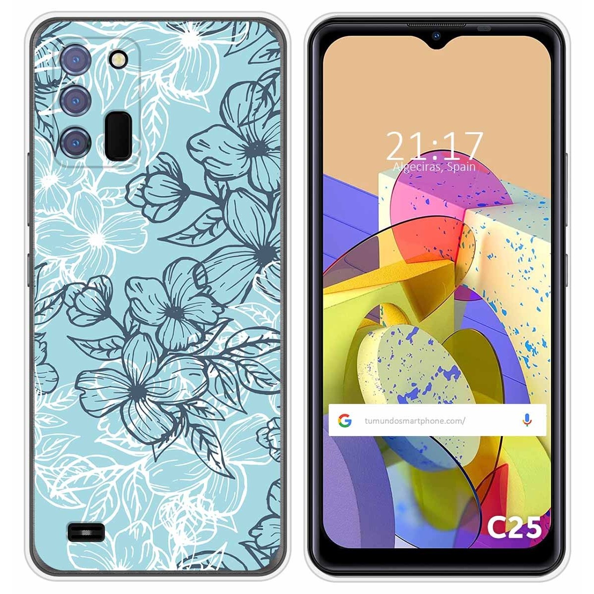 Funda Silicona Transparente para Oukitel C25 diseño Flores 03 Dibujos
