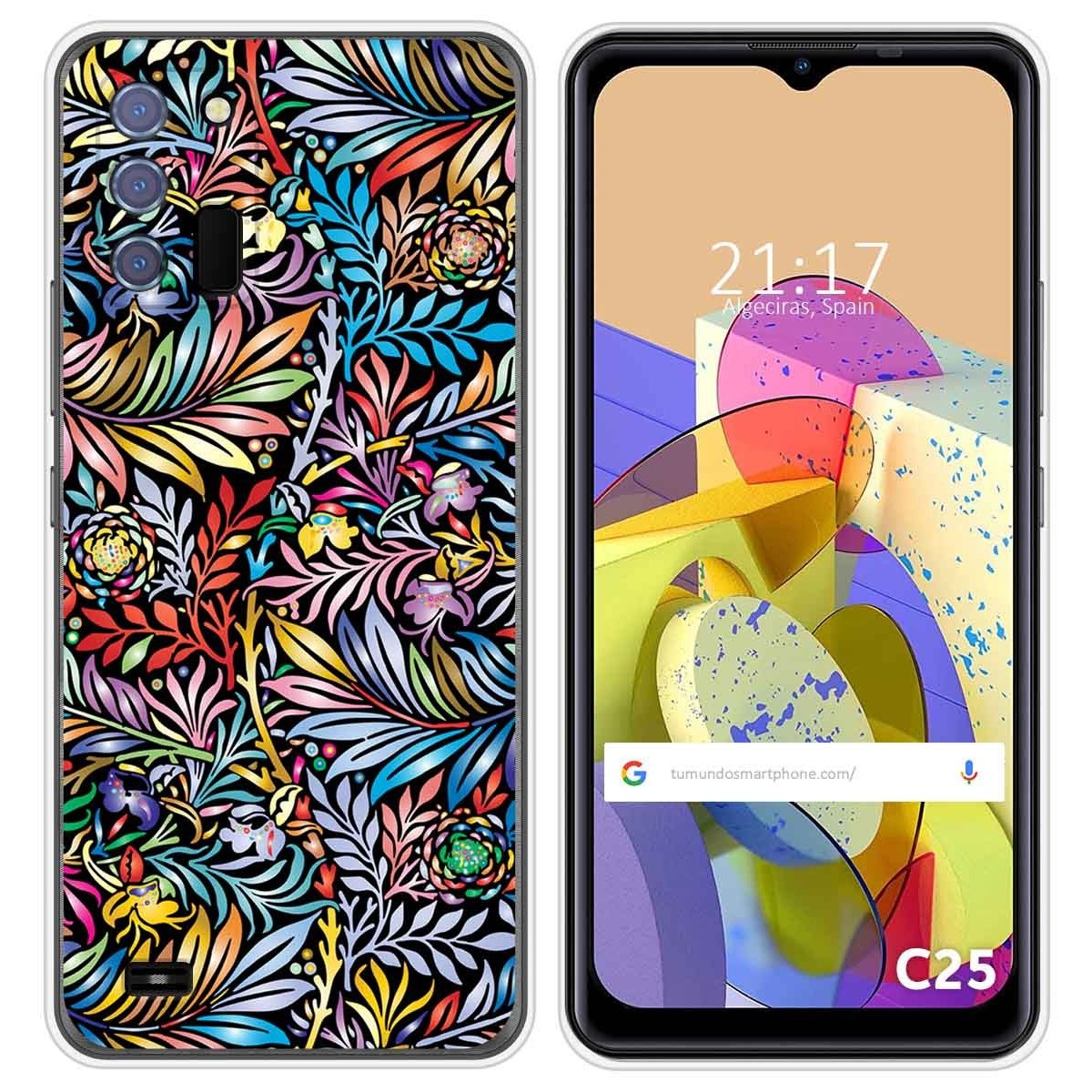 Funda Silicona Transparente para Oukitel C25 diseño Flores 04 Dibujos