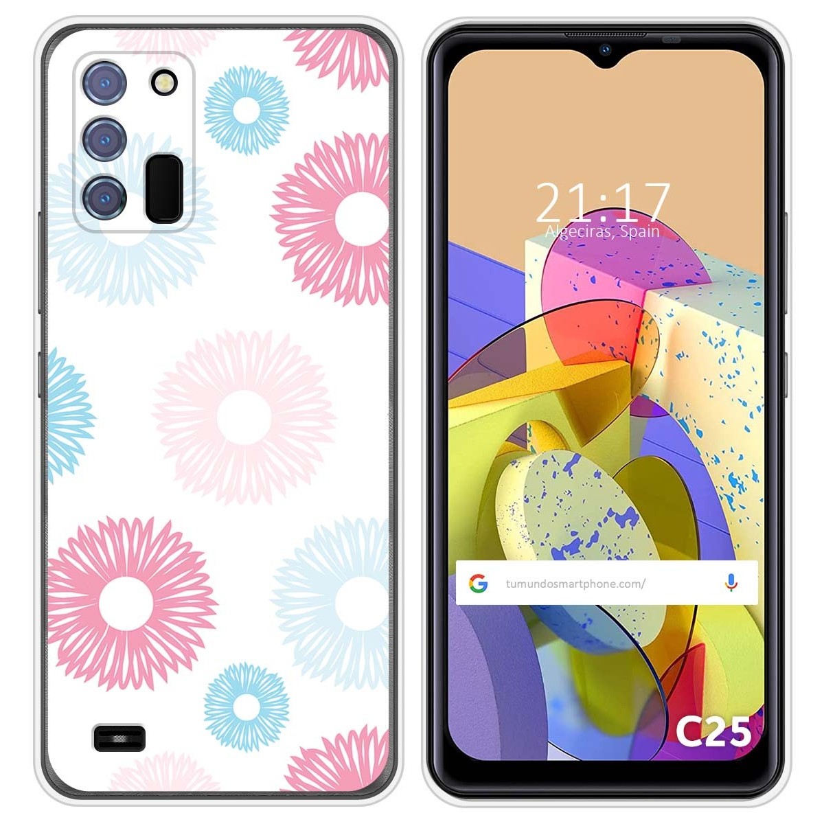 Funda Silicona Transparente para Oukitel C25 diseño Flores 06 Dibujos