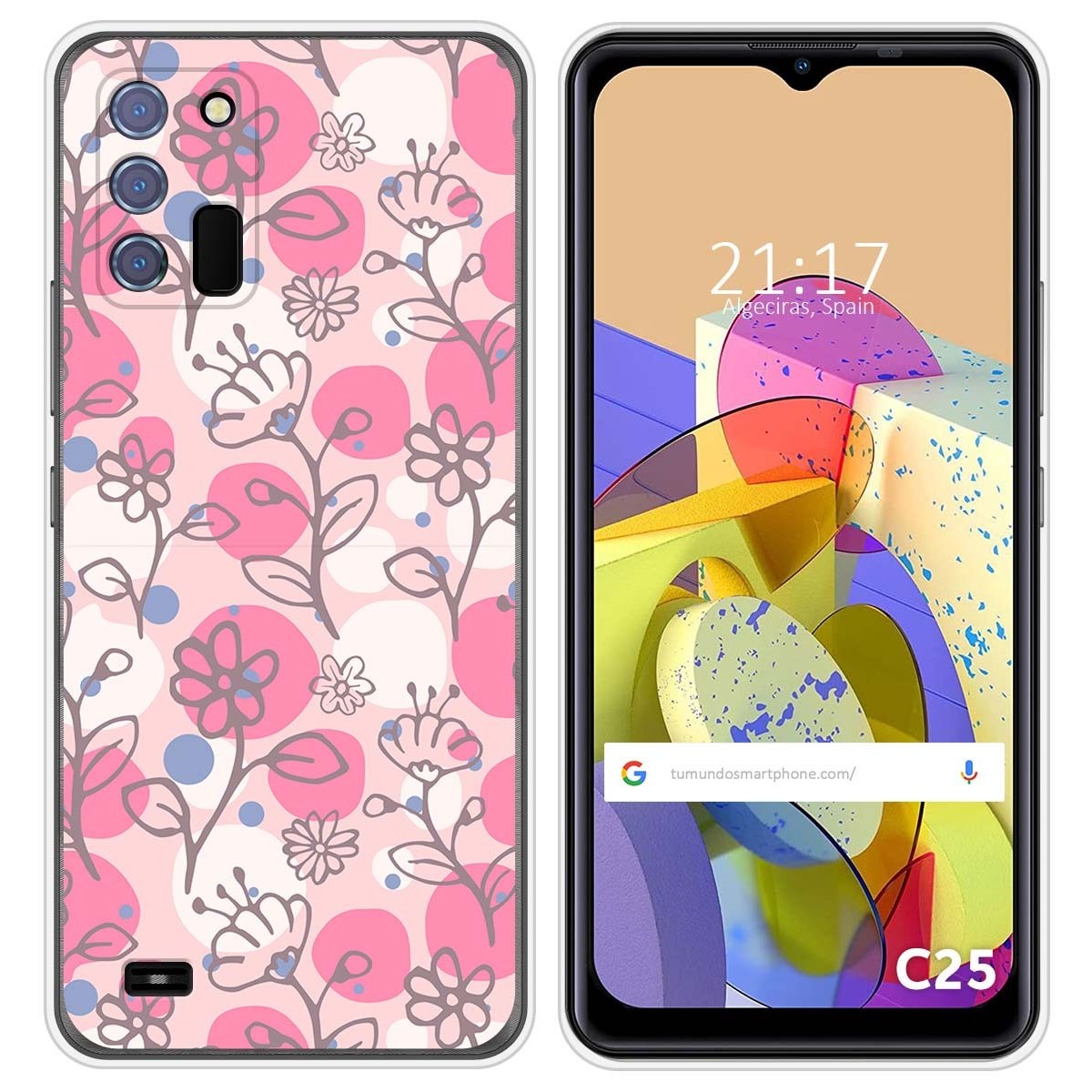 Funda Silicona Transparente para Oukitel C25 diseño Flores 07 Dibujos