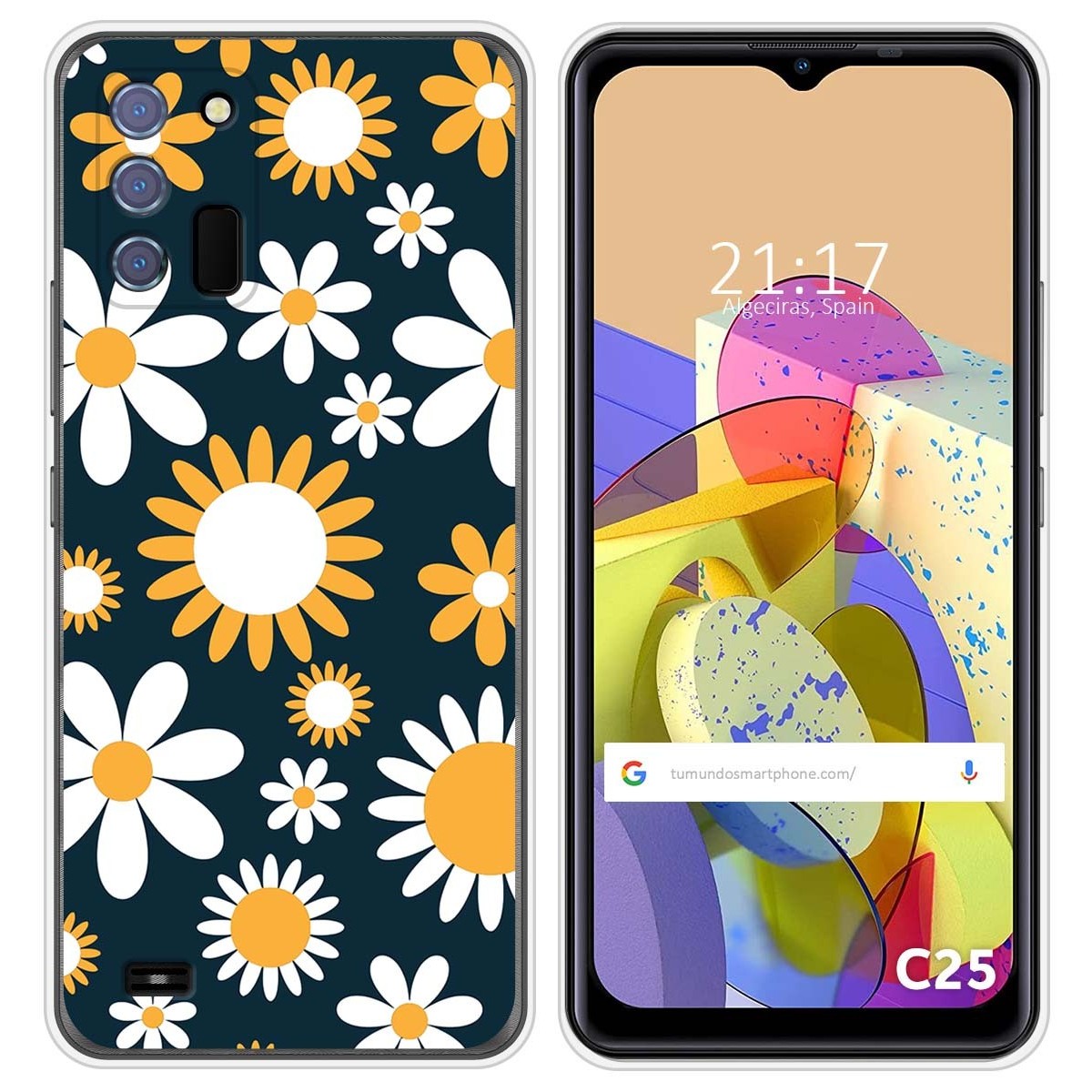 Funda Silicona Transparente para Oukitel C25 diseño Flores 08 Dibujos