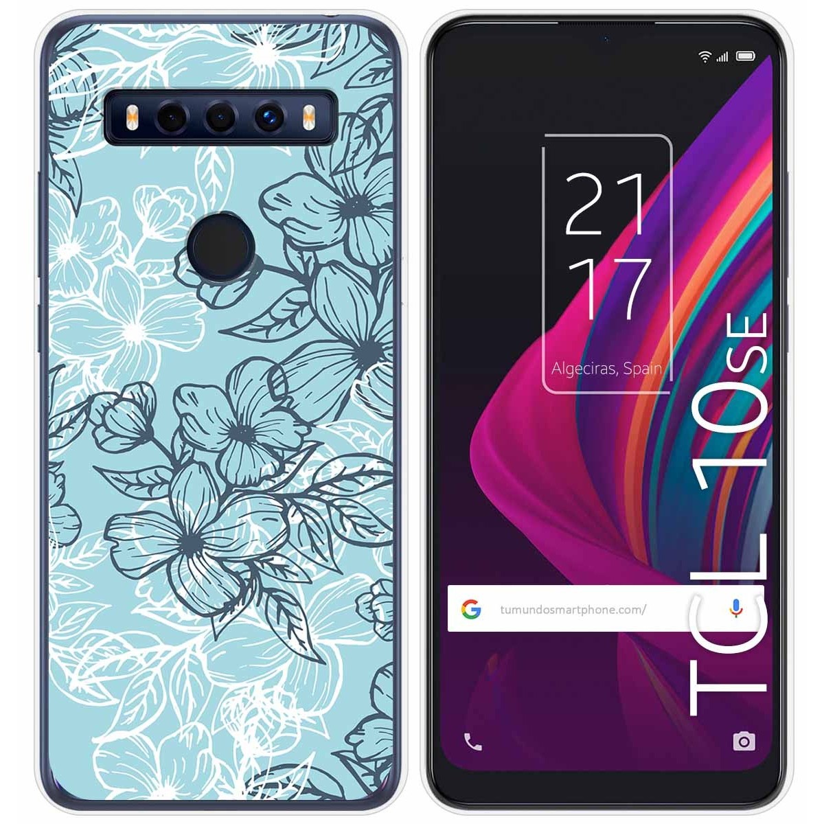 Funda Silicona Transparente para TCL 10 SE diseño Flores 03 Dibujos