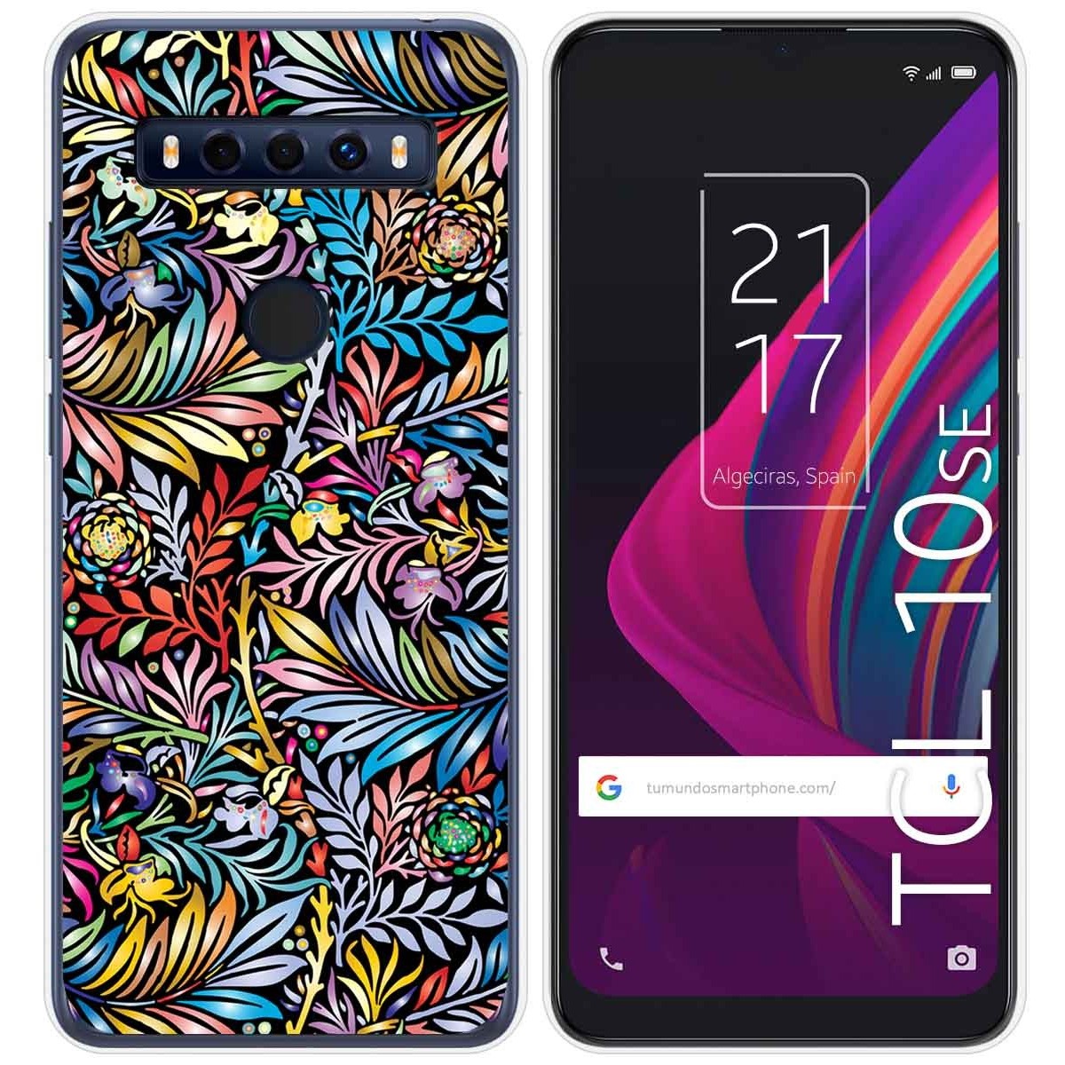 Funda Silicona Transparente para TCL 10 SE diseño Flores 04 Dibujos