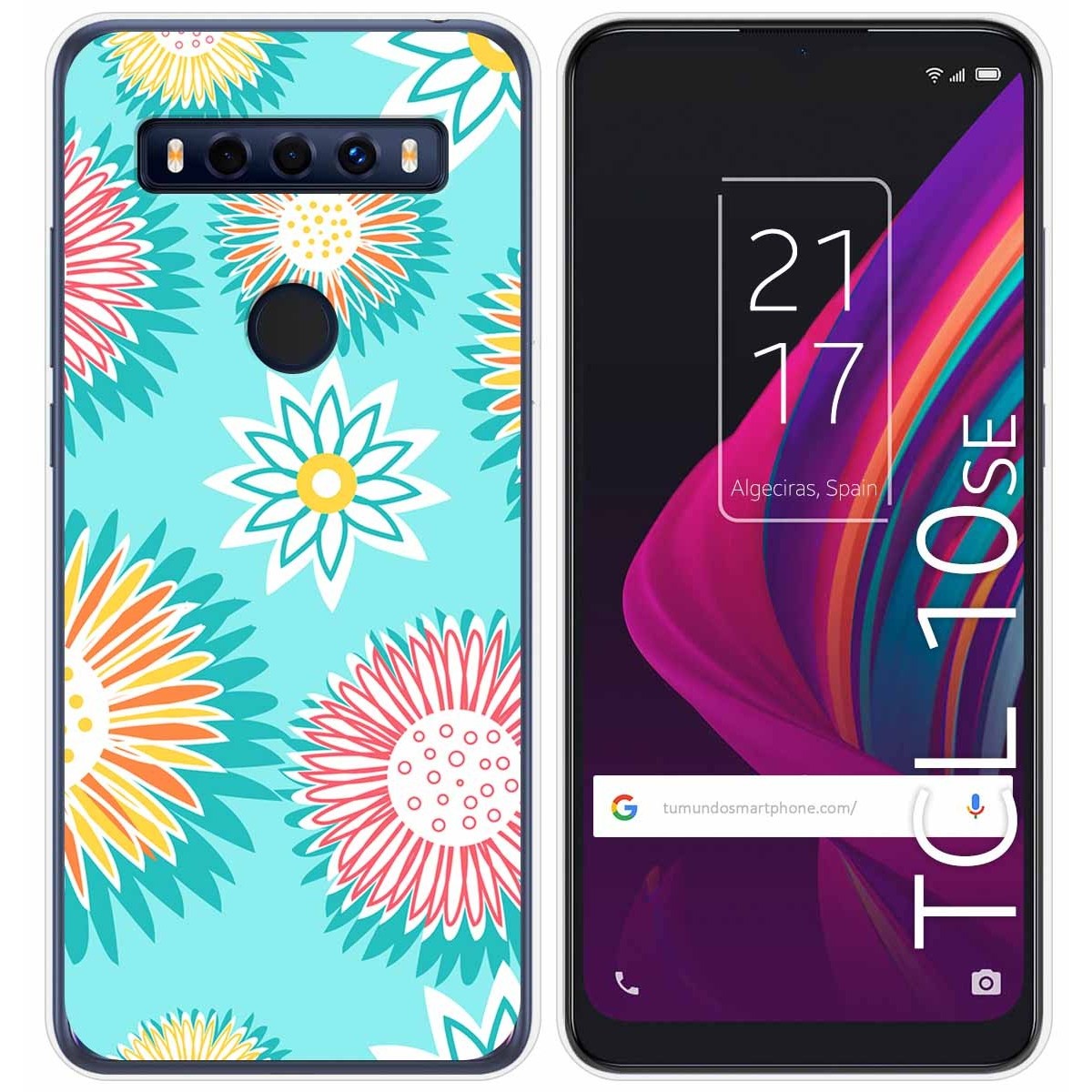 Funda Silicona Transparente para TCL 10 SE diseño Flores 05 Dibujos