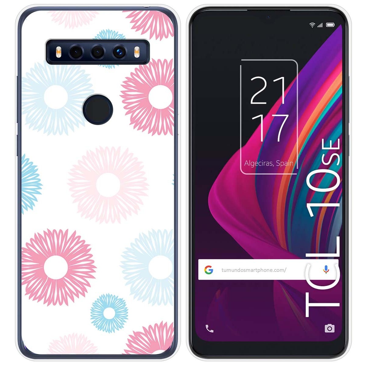 Funda Silicona Transparente para TCL 10 SE diseño Flores 06 Dibujos
