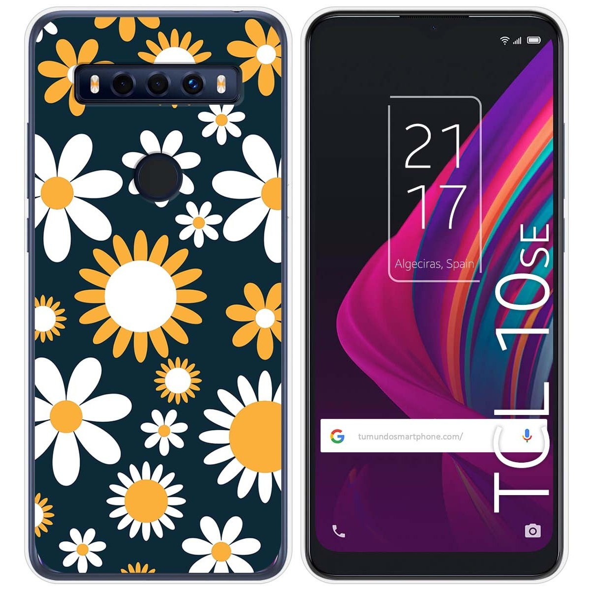 Funda Silicona Transparente para TCL 10 SE diseño Flores 08 Dibujos