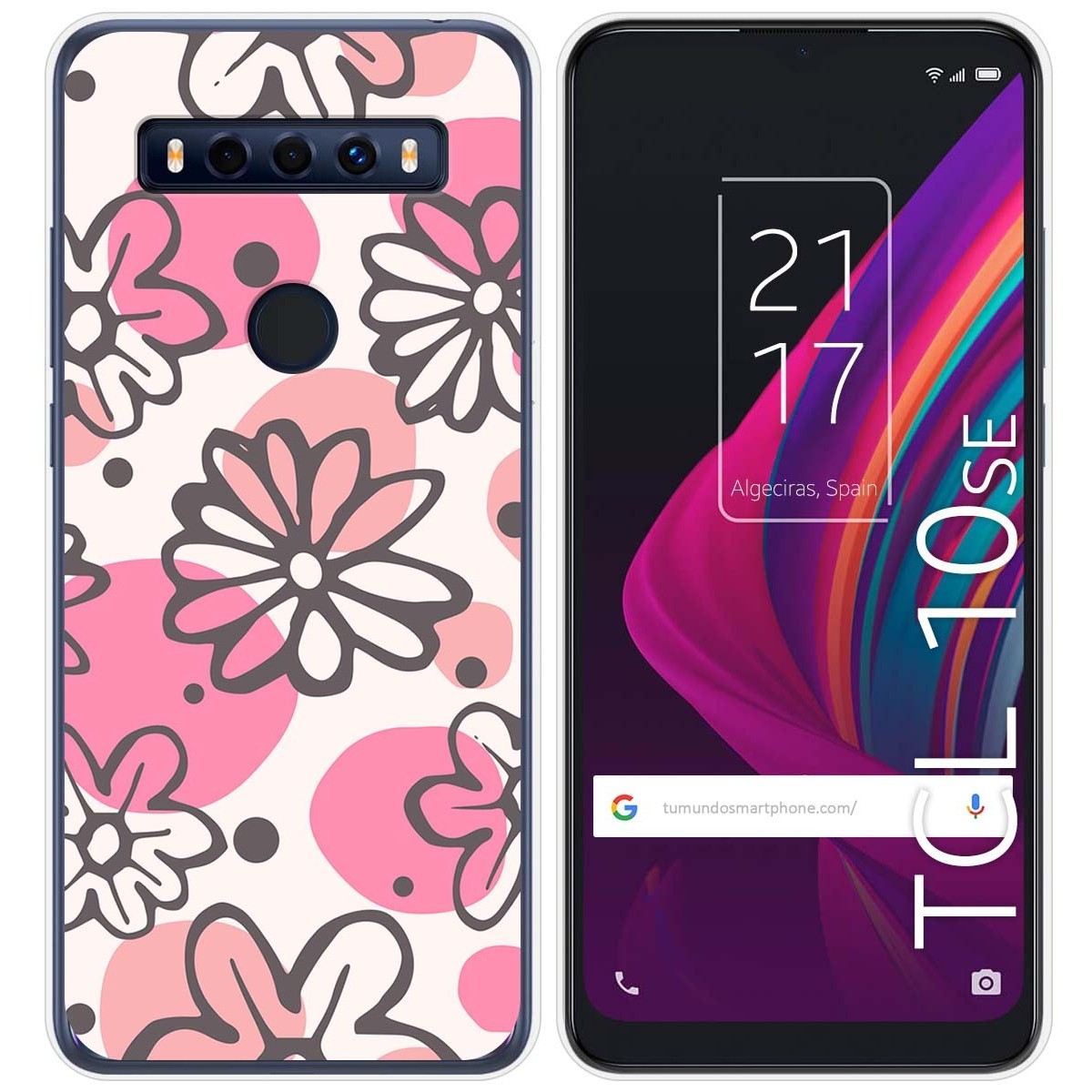 Funda Silicona Transparente para TCL 10 SE diseño Flores 09 Dibujos