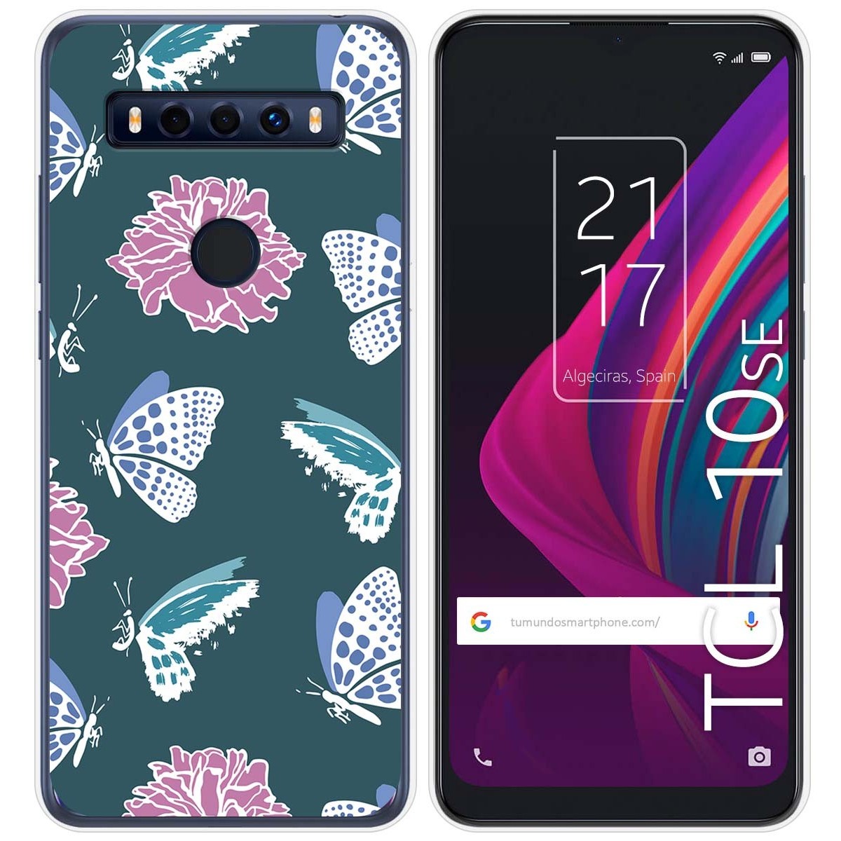 Funda Silicona Transparente para TCL 10 SE diseño Flores 10 Dibujos
