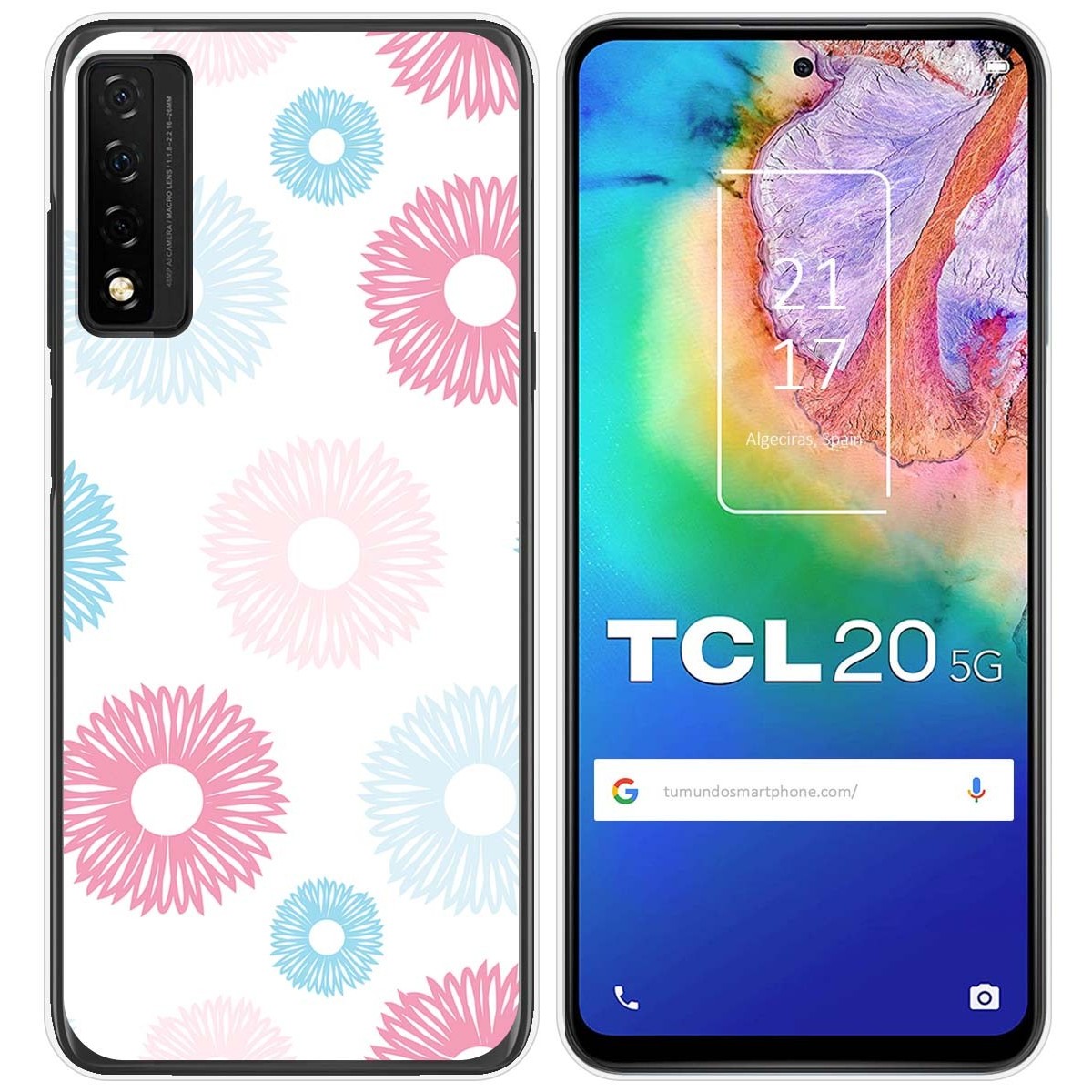 Funda Silicona Transparente para TCL 20 5G diseño Flores 06 Dibujos