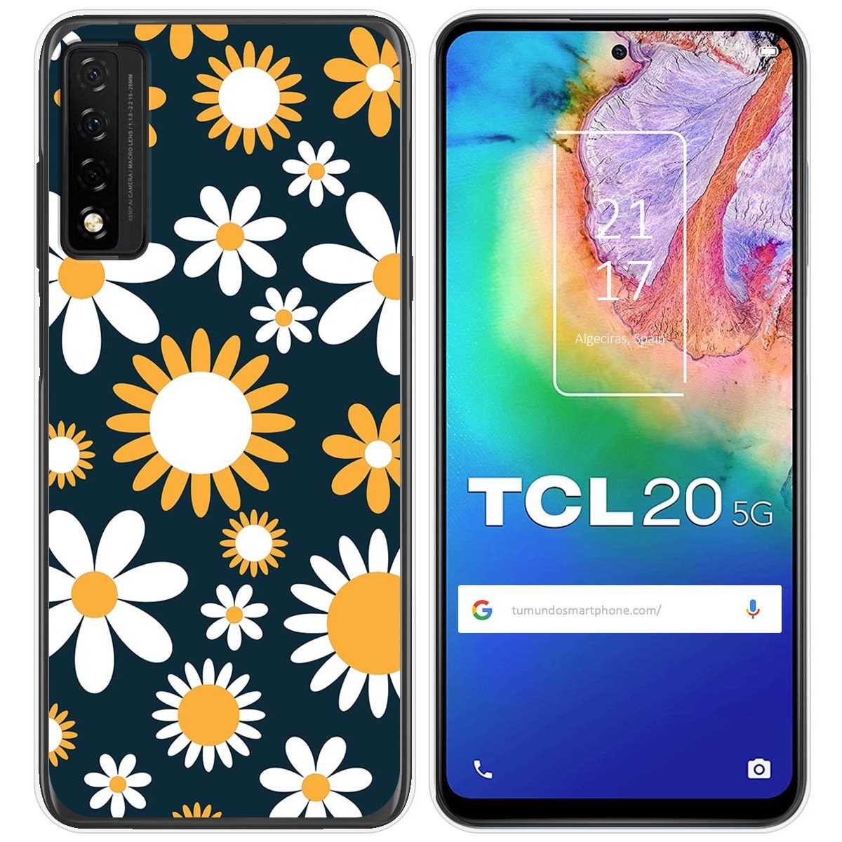 Funda Silicona Transparente para TCL 20 5G diseño Flores 08 Dibujos