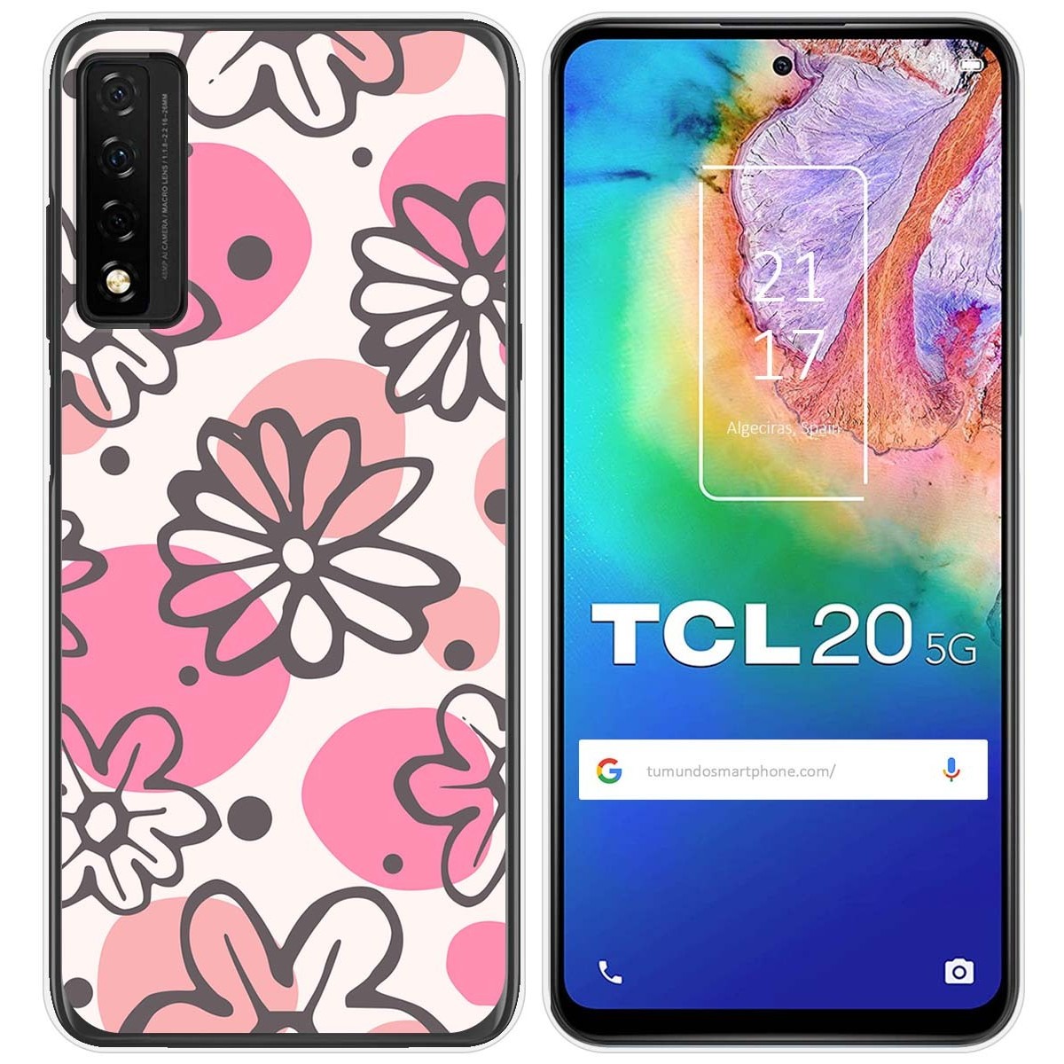 Funda Silicona Transparente para TCL 20 5G diseño Flores 09 Dibujos