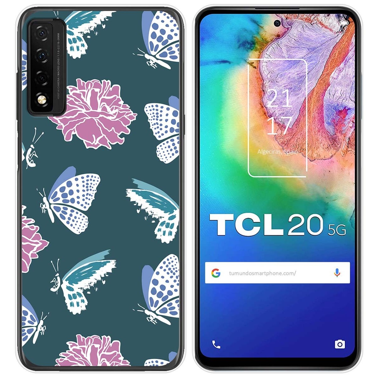 Funda Silicona Transparente para TCL 20 5G diseño Flores 10 Dibujos