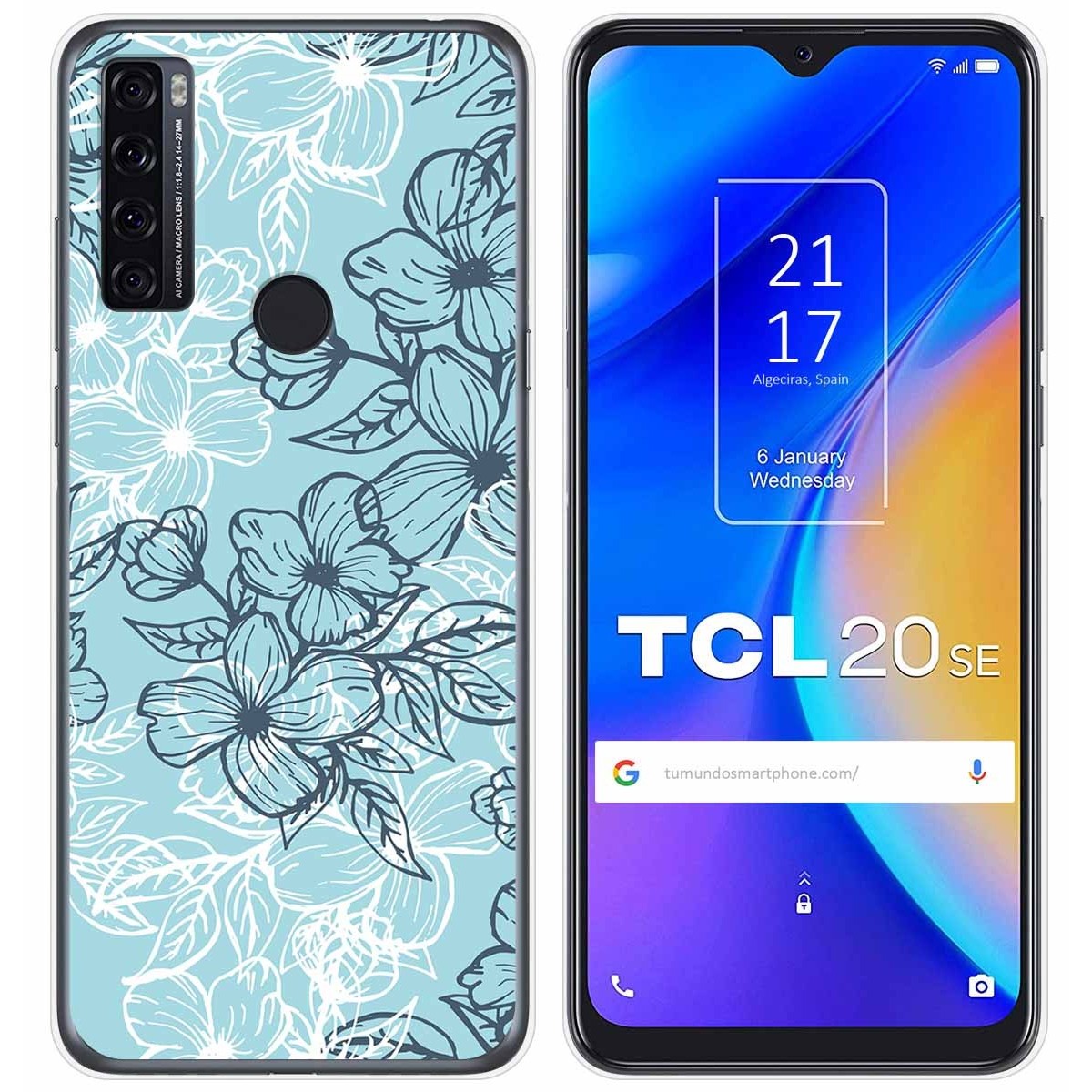 Funda Silicona Transparente para TCL 20 SE diseño Flores 03 Dibujos