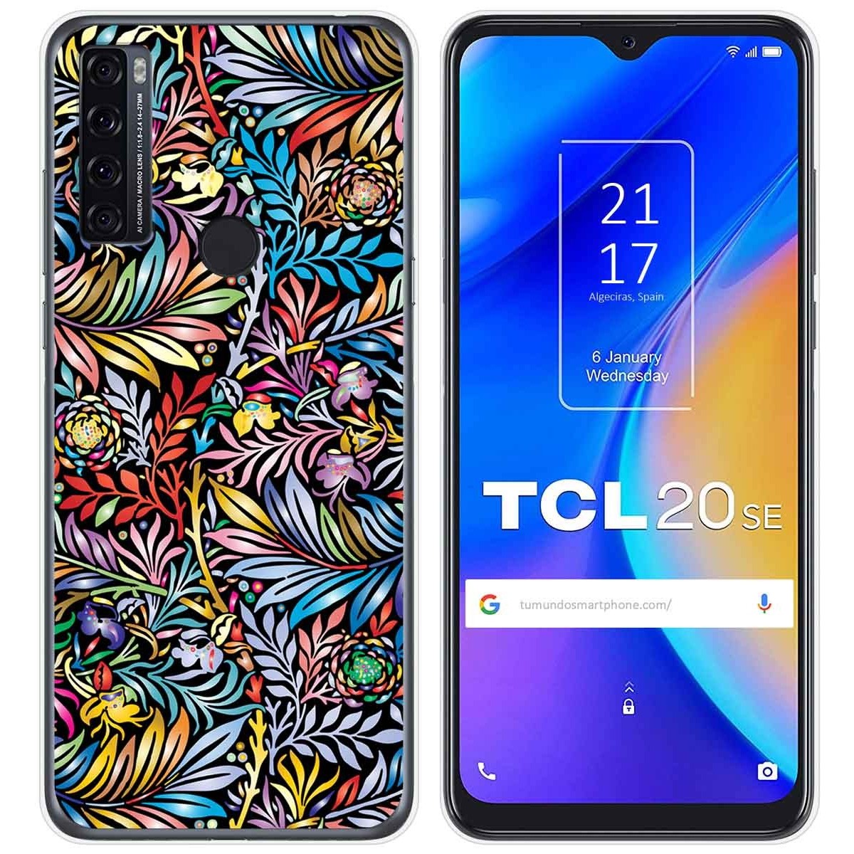 Funda Silicona Transparente para TCL 20 SE diseño Flores 04 Dibujos