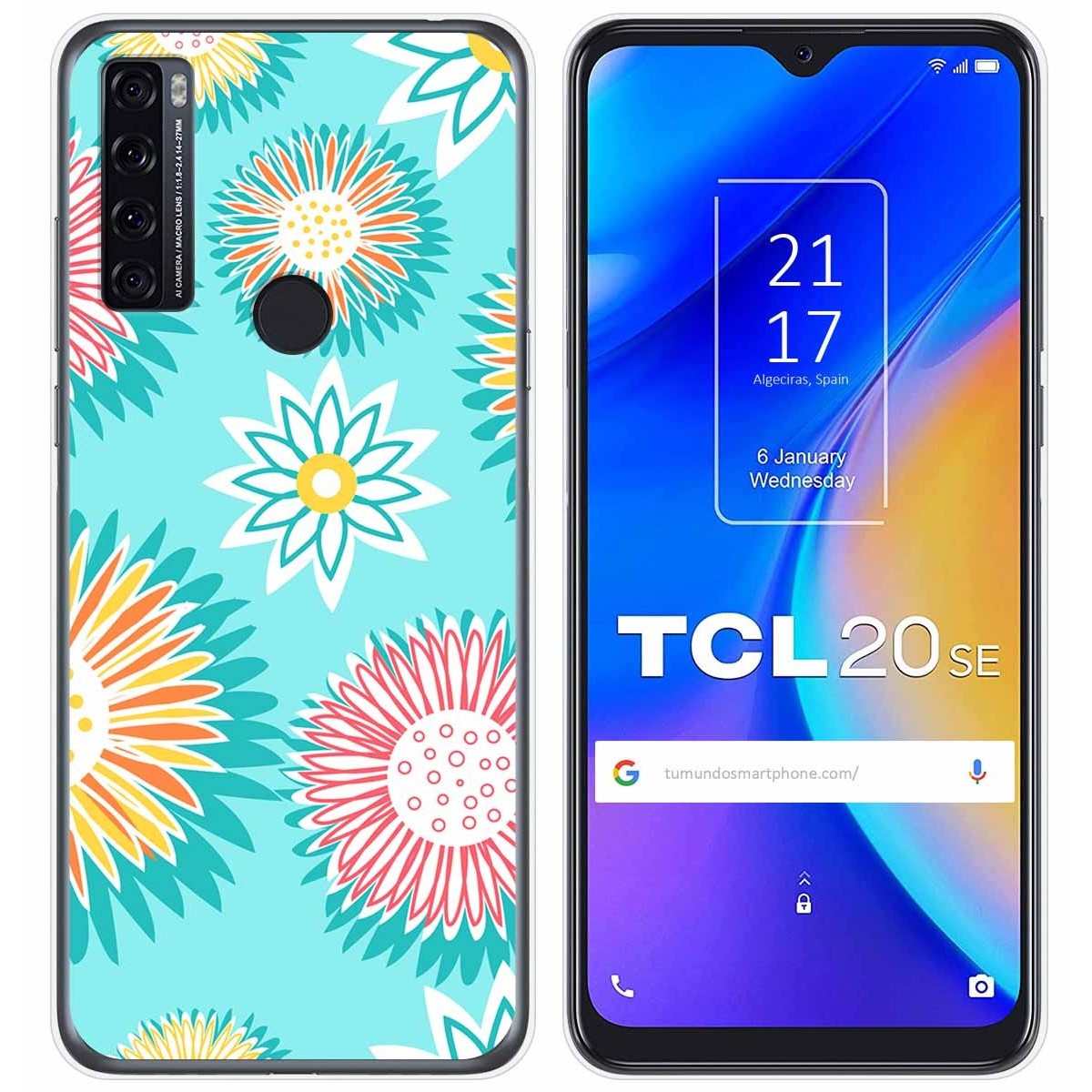 Funda Silicona Transparente para TCL 20 SE diseño Flores 05 Dibujos