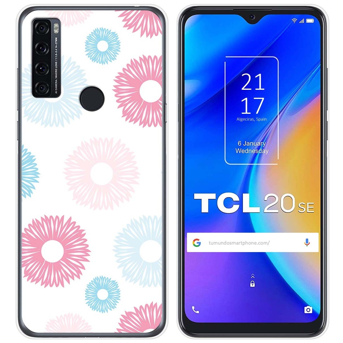 Funda Silicona Transparente para TCL 20 SE diseño Flores 06 Dibujos