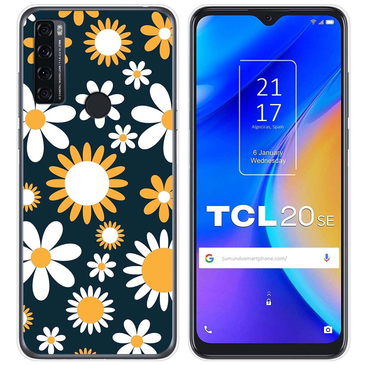 Funda Silicona Transparente para TCL 20 SE diseño Flores 08 Dibujos