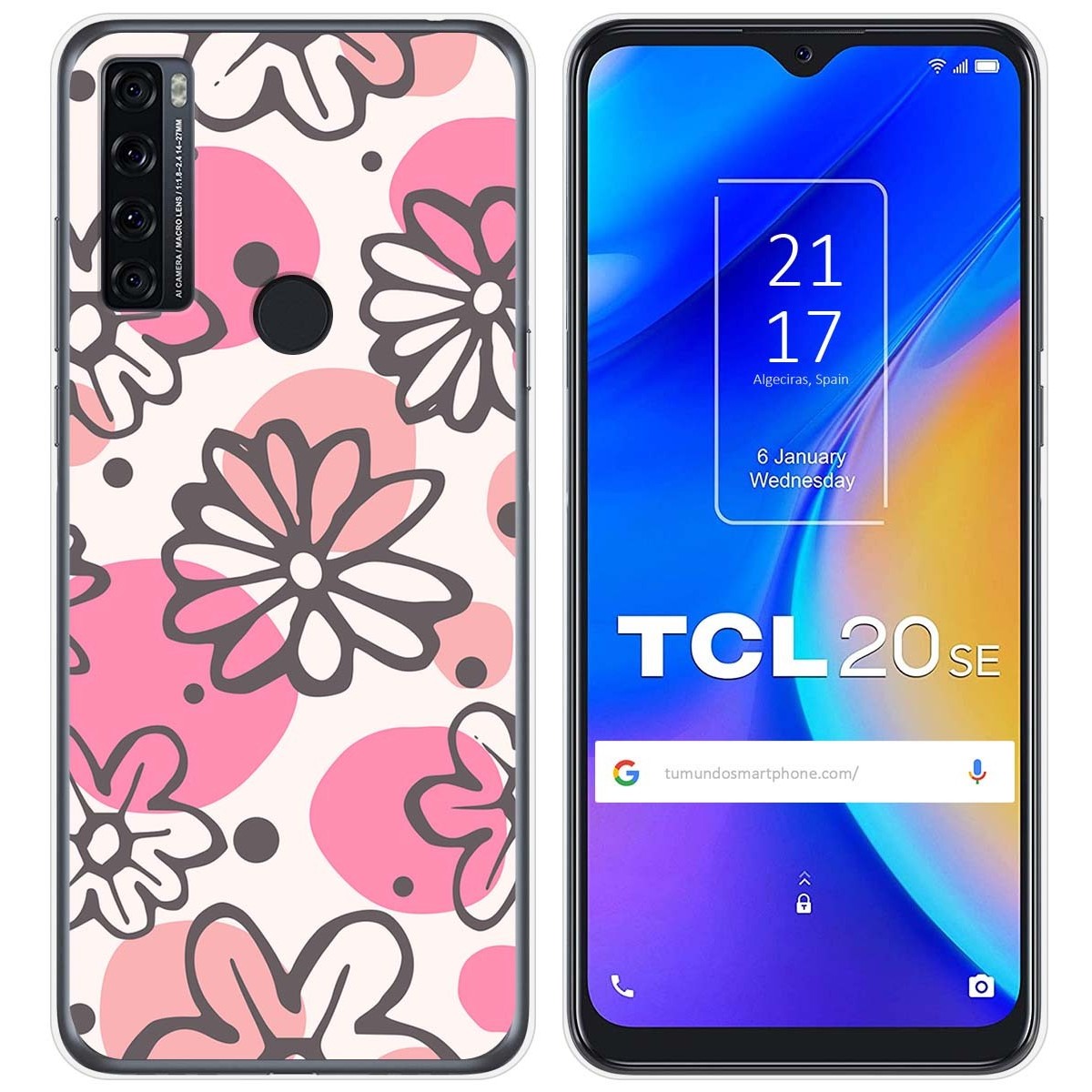 Funda Silicona Transparente para TCL 20 SE diseño Flores 09 Dibujos