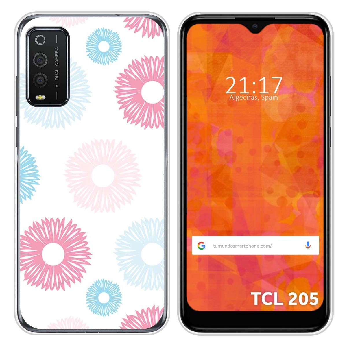 Funda Silicona Transparente para TCL 205 diseño Flores 06 Dibujos