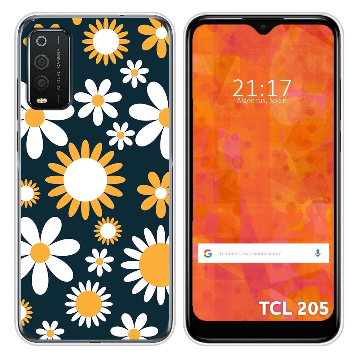 Funda Silicona Transparente para TCL 205 diseño Flores 08 Dibujos