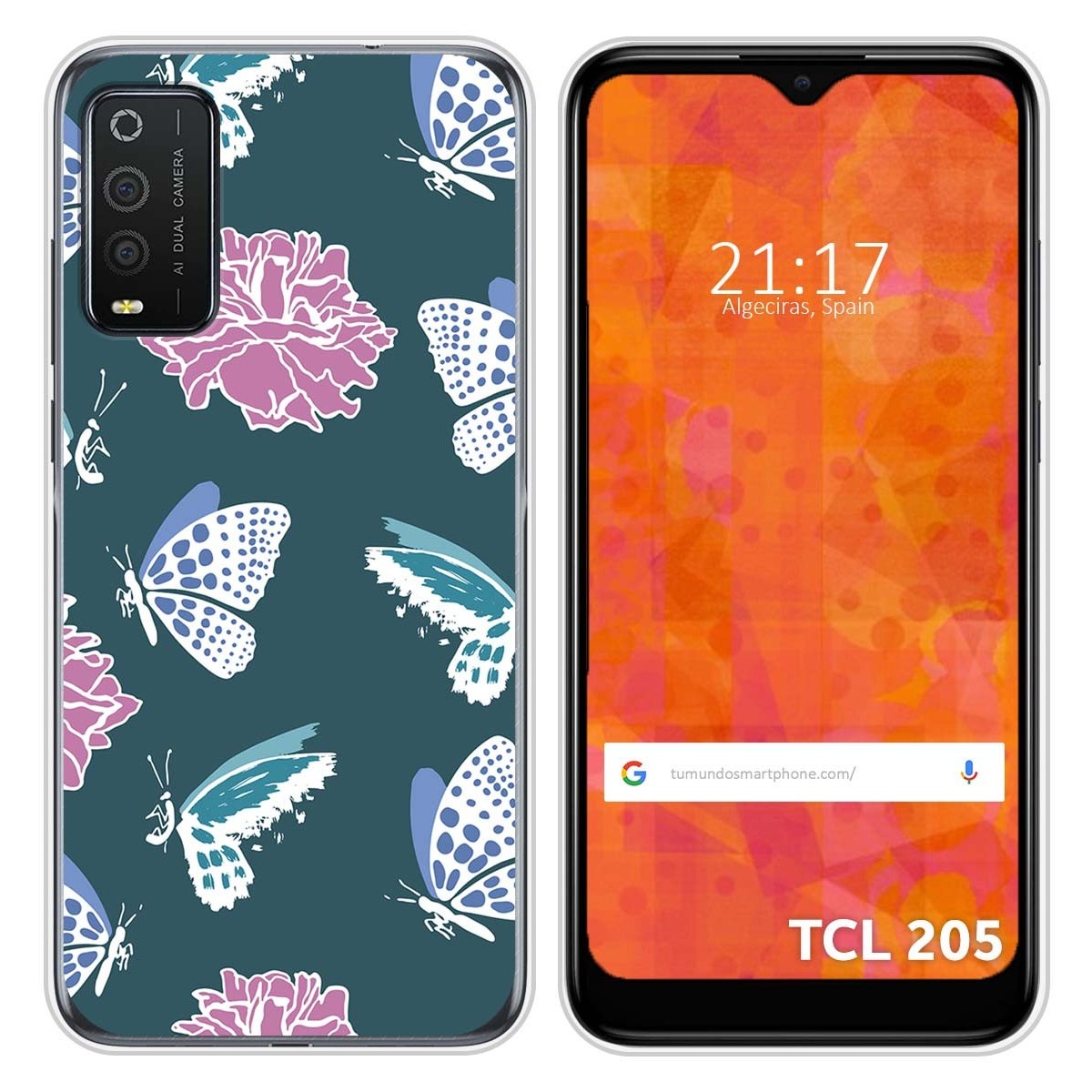 Funda Silicona Transparente para TCL 205 diseño Flores 10 Dibujos