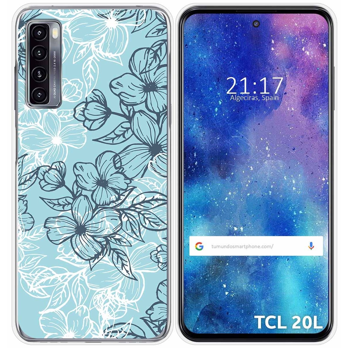 Funda Silicona Transparente para TCL 20L / 20L+ diseño Flores 03 Dibujos