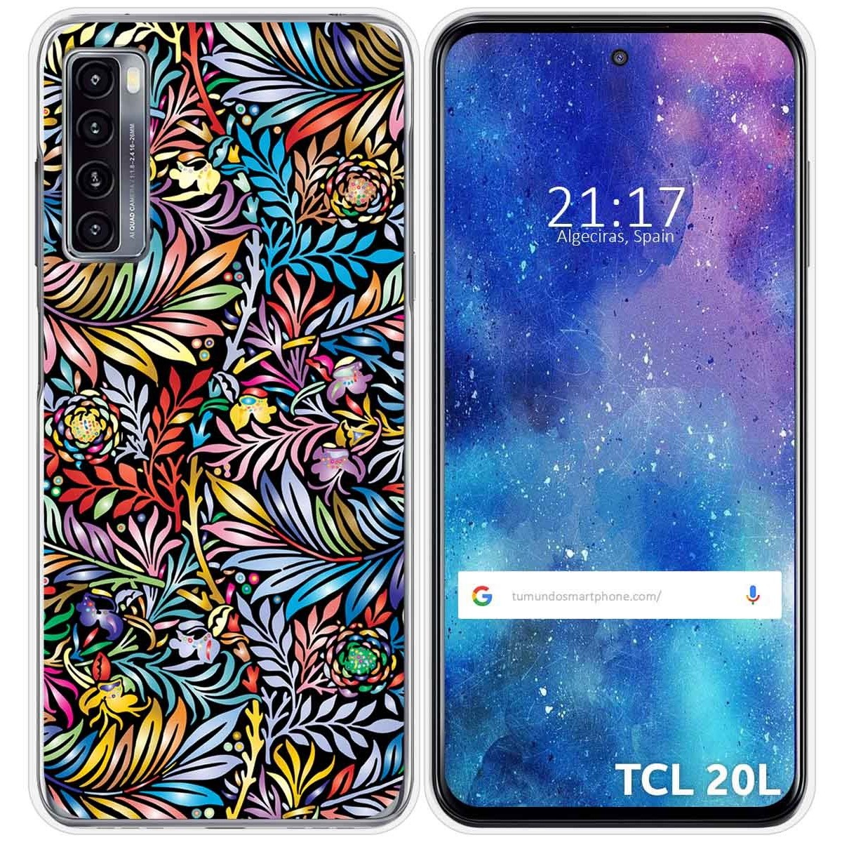 Funda Silicona Transparente para TCL 20L / 20L+ diseño Flores 04 Dibujos