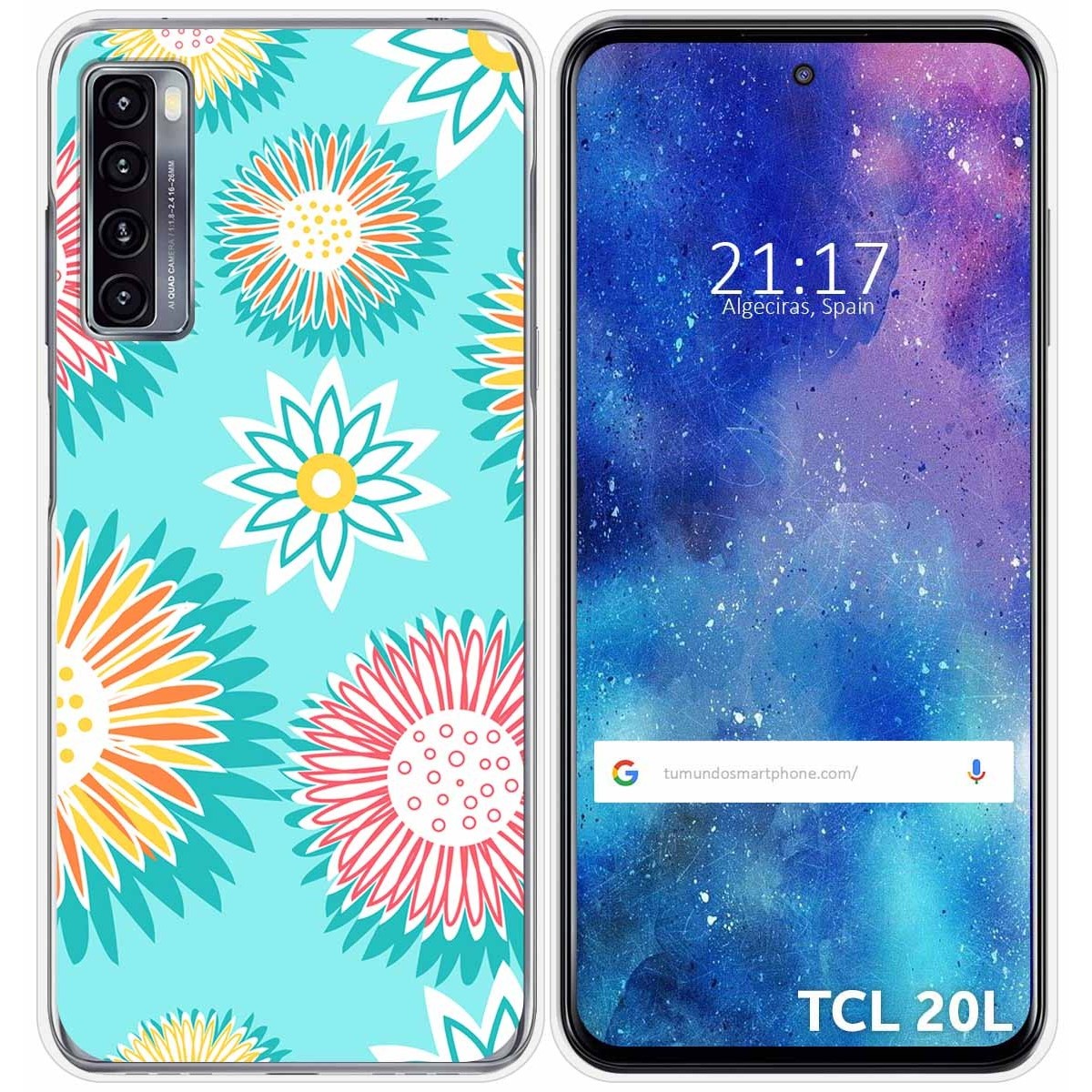 Funda Silicona Transparente para TCL 20L / 20L+ diseño Flores 05 Dibujos