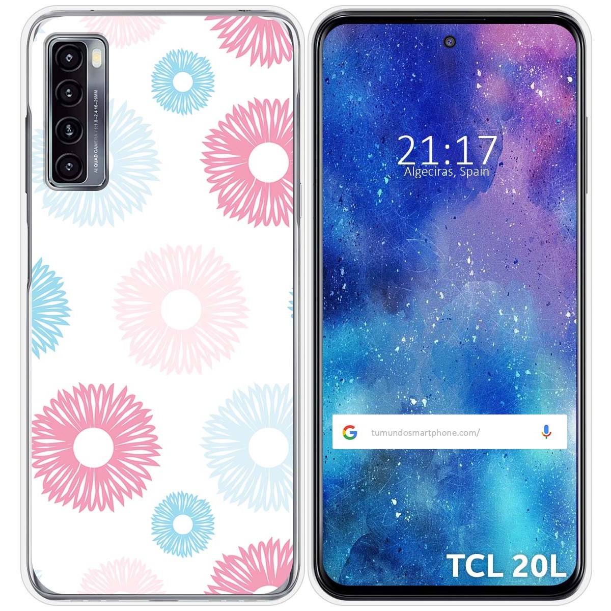 Funda Silicona Transparente para TCL 20L / 20L+ diseño Flores 06 Dibujos