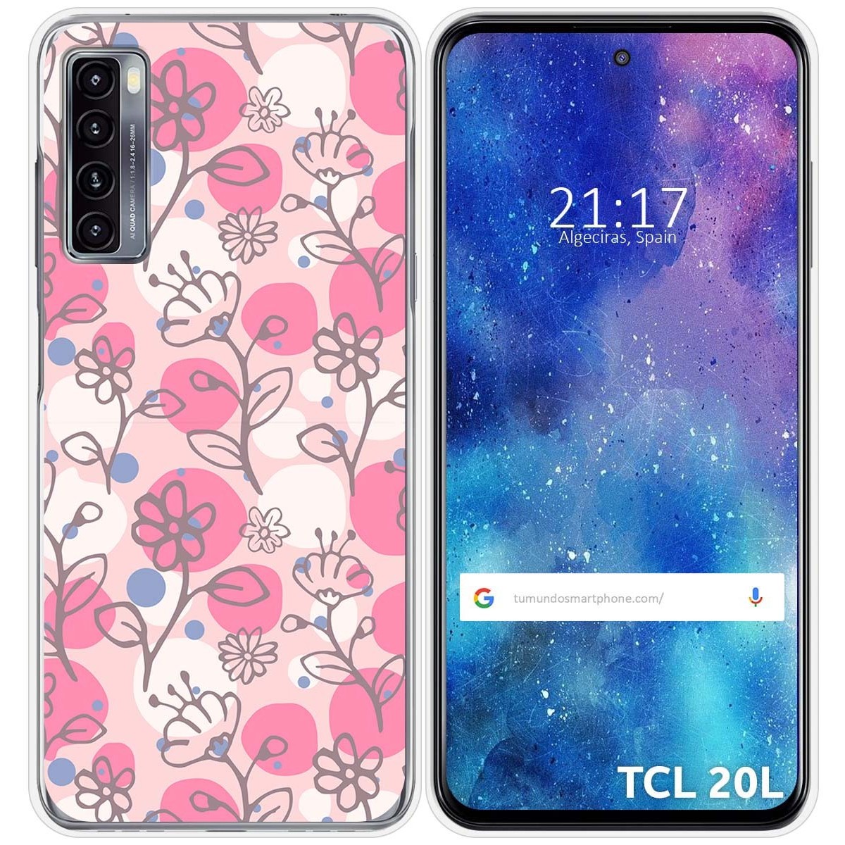 Funda Silicona Transparente para TCL 20L / 20L+ diseño Flores 07 Dibujos