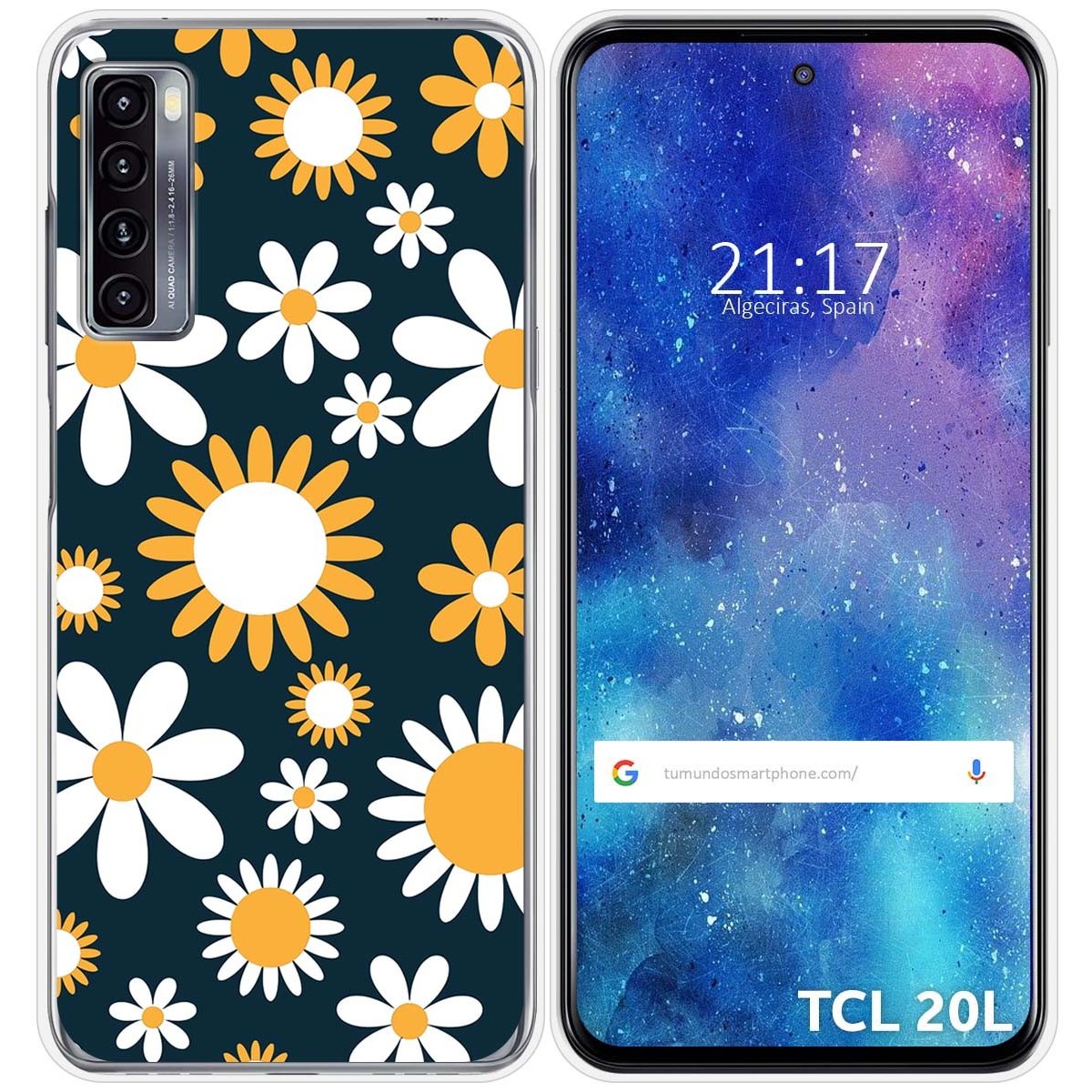 Funda Silicona Transparente para TCL 20L / 20L+ diseño Flores 08 Dibujos