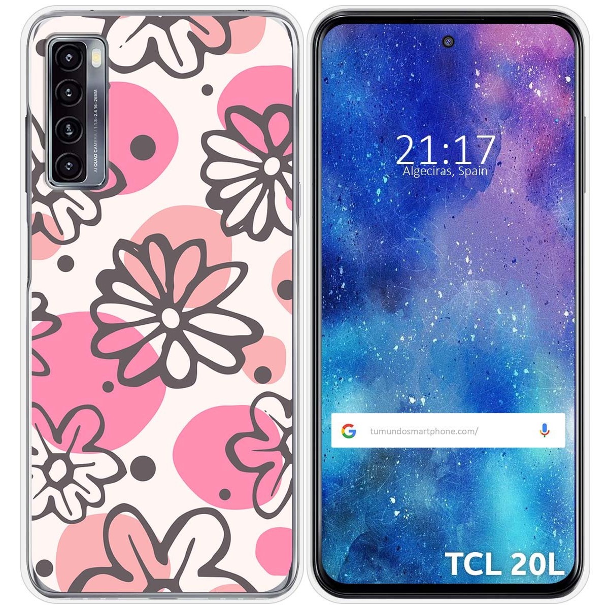 Funda Silicona Transparente para TCL 20L / 20L+ diseño Flores 09 Dibujos