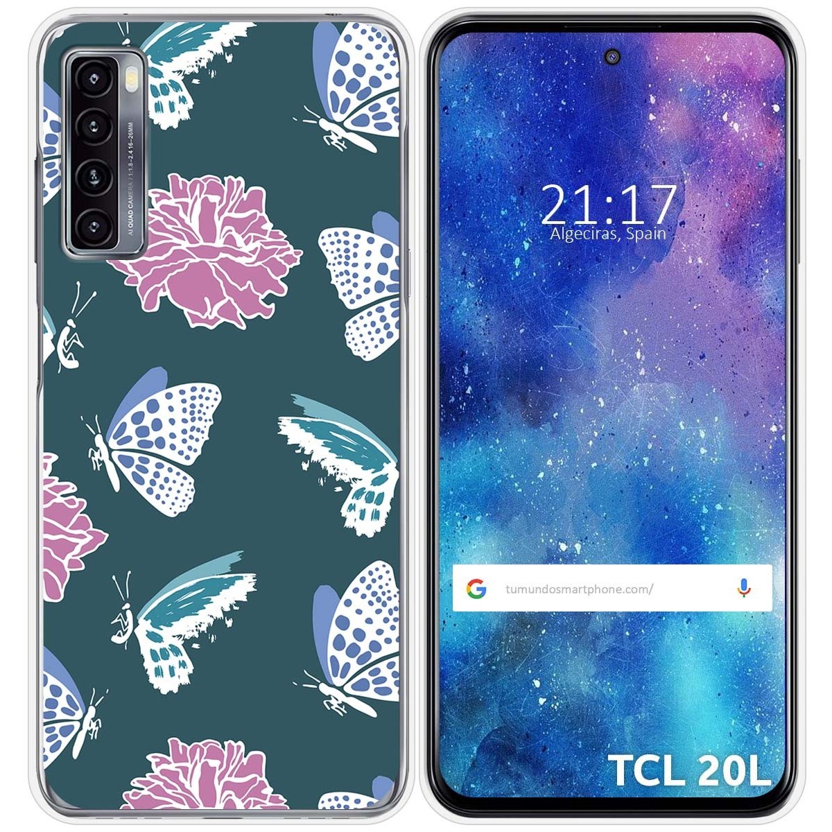 Funda Silicona Transparente para TCL 20L / 20L+ diseño Flores 10 Dibujos